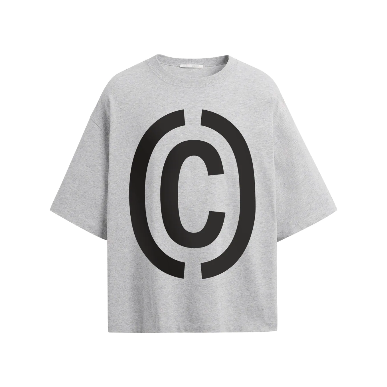 Graues Oversize-T-Shirt mit großem schwarzem Print des CAASUAL-Logos (C)