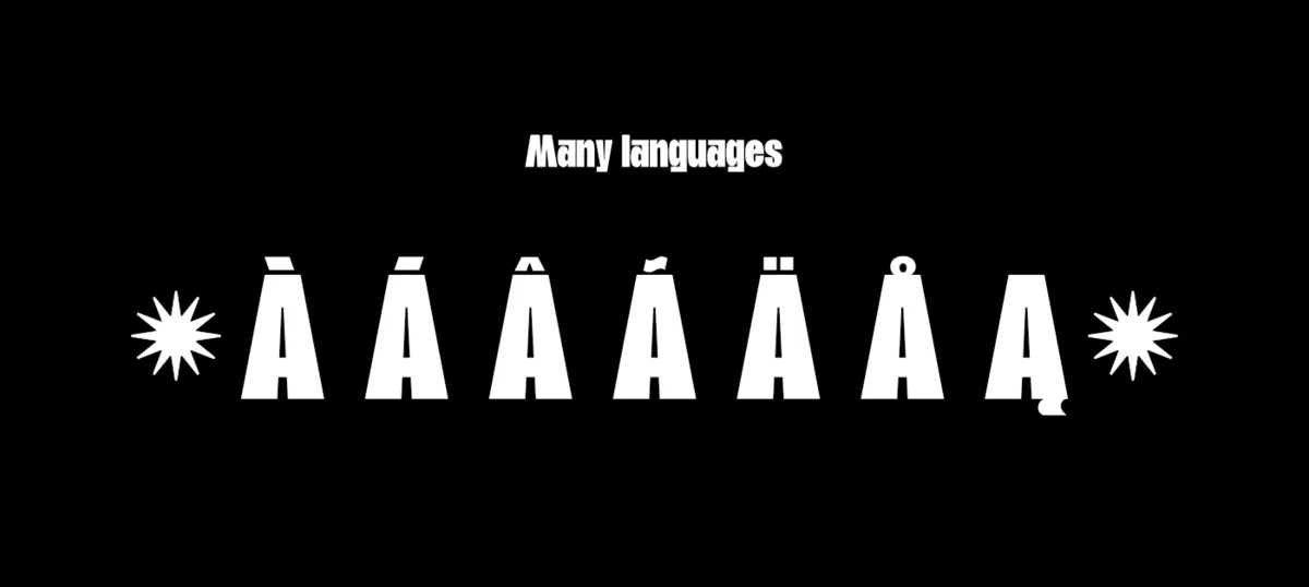 Git Sans mit Varianten des Buchstabens A mit Akzenten für viele Sprachen