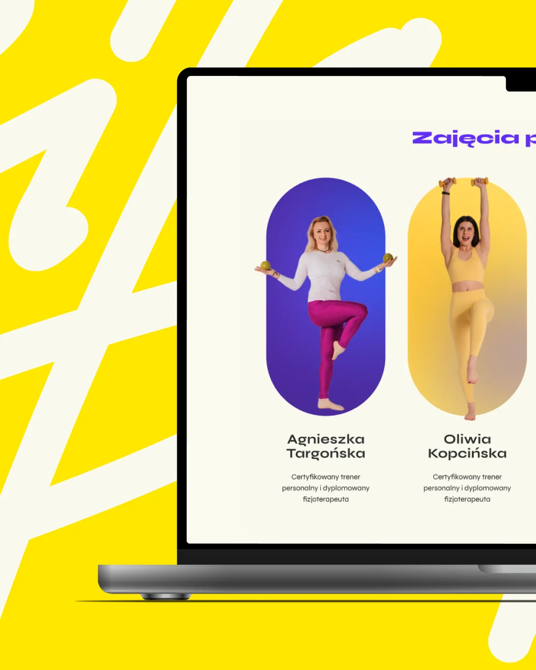 Website von Pila Pila Pilates House auf einem Laptop mit den Trainerinnen des Studios