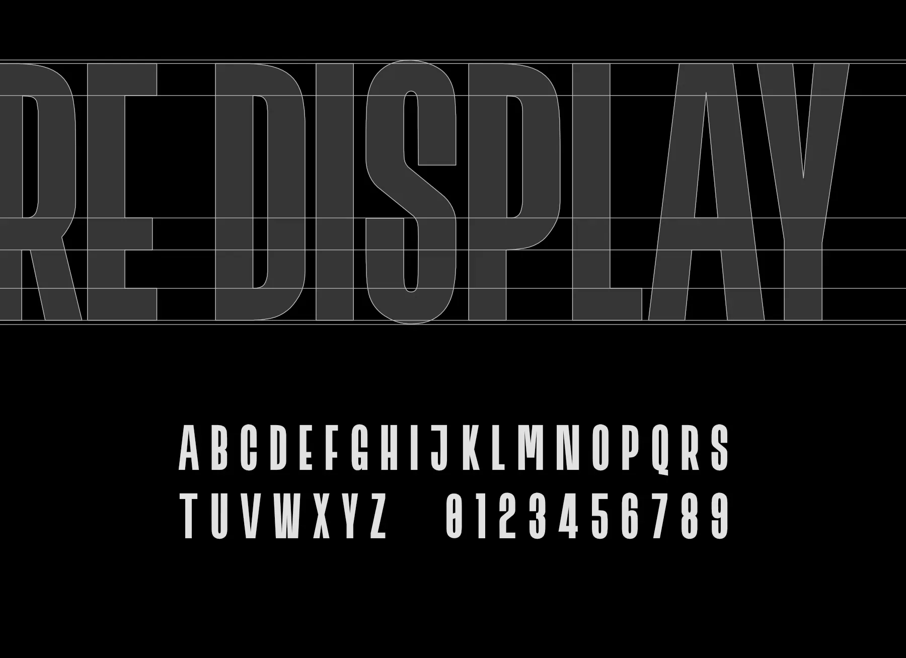 Typografie der PREPARE-Identität mit Konstruktionslinien, Alphabet und Ziffern
