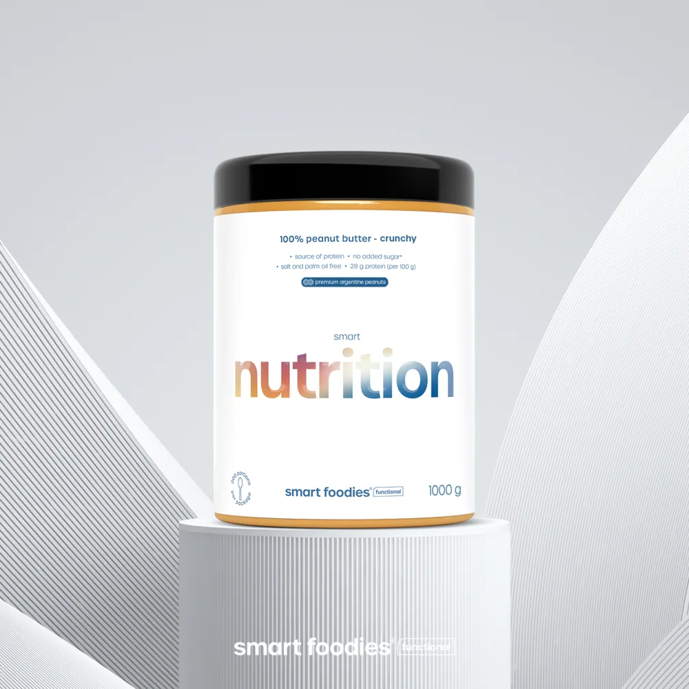 Erdnussbutter-Glas Smart Nutrition von Smartfoodies Functional auf einem weißen Sockel
